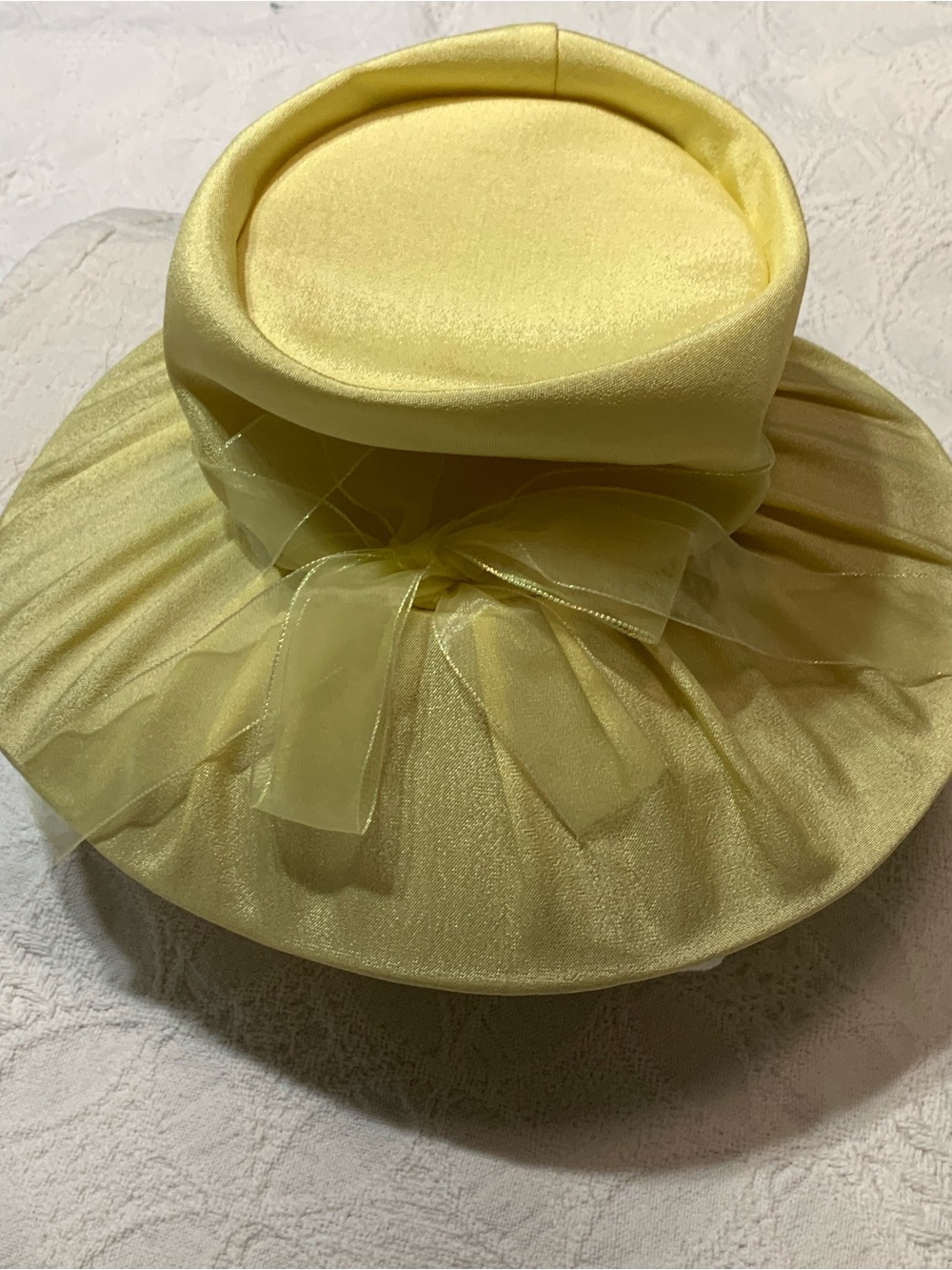 Vintage Yellow Women's Bucket Hat with Organza Bow